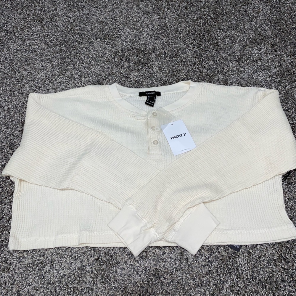cropped button down Henley